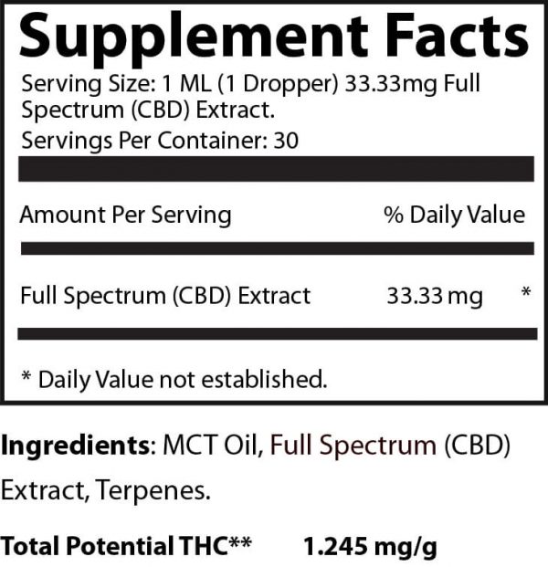 CBD Full Spectrum – 1000mg (1 oz Tincture) - Image 2